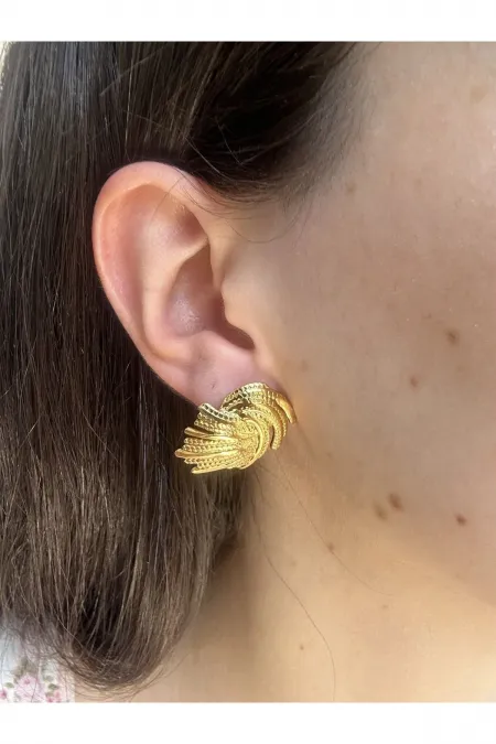 Vintage Tasarım Gold Küpe
