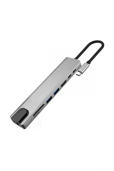 8 In 1 Ethernet  Usb Type C Hub Hdmı Girişli Macbook Çevirici