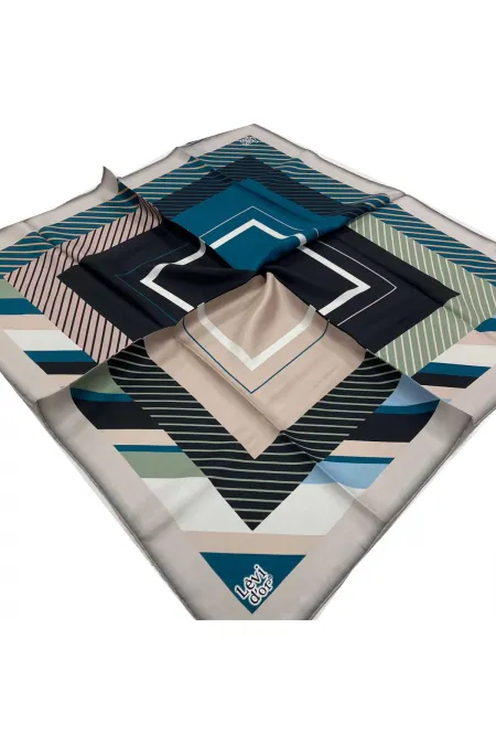 Levidor Bej Desenli Tivil İpek Eşarp 21039