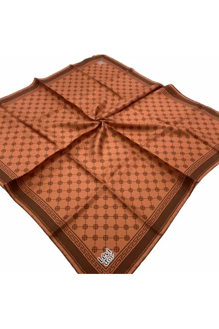 Levidor Kiremit Desenli Tivil İpek Eşarp 22448-12